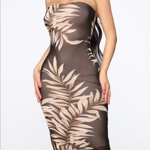 Black and taupe floral design dress